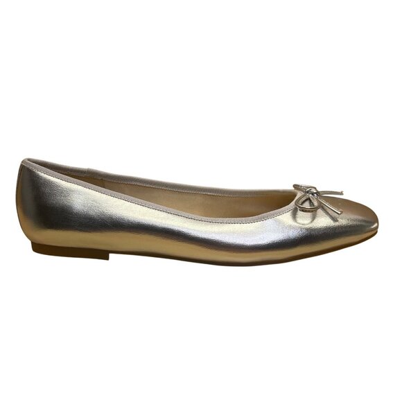 Nine West Women’s Silver Metallic Bow Accent Tootsy 3 Ballet Flats Size 7.5 - Picture 1 of 9